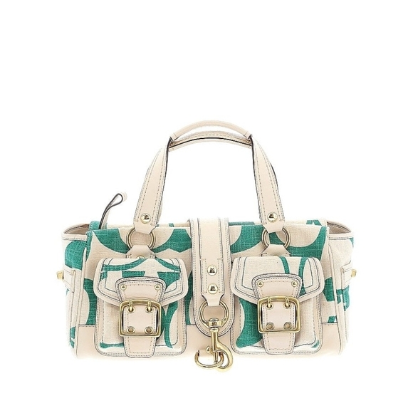 Coach Handbags - Coach Cream and Green Satchel Bag